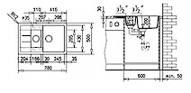 Мойка гранитная прямоугольная Adamant ANILA PLUS 780х500х200, Мокко 12