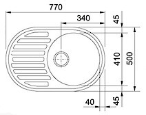 Мойка гранитная овальная Adamant ELLIPSIS 770х500х200, Черный металлик 14