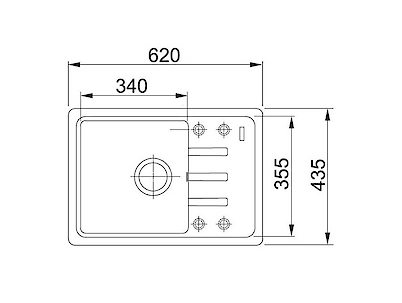 Мийка гранітна прямокутна Adamant SLIM 620x435x200, Чорний металік 14