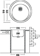 Мийка гранітна кругла Adamant SUN 510x200,, Графіт 13