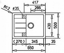 Мийка гранітна прямокутна Adamant ANILA 650х500х200, Avena 06
