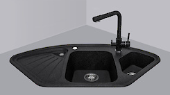 Мийка гранітна кутова Adamant CONSENSUS 1060х575х190, Чорний 03