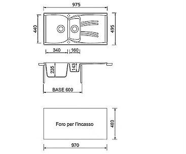 Мийка гранітна прямокутна Adamant NEW LINE Plus 980х500х230, Коричневий 05