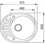 Мийка гранітна овальна Adamant OVUM 620х500х200, Світло-сірий 09