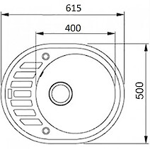 Мийка гранітна овальна Adamant OVUM 620х500х200, Чорний металік 14