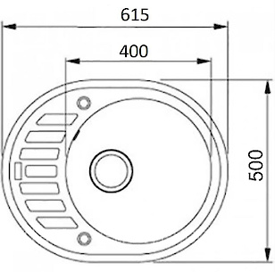 Мийка гранітна овальна Adamant OVUM 620х500х200, Антрацит 15