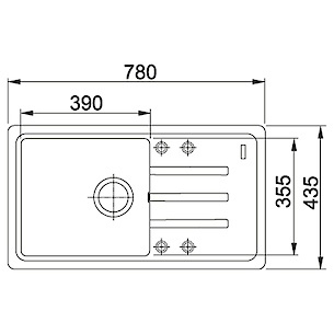 Мийка гранітна прямокутна Adamant SLIM LONG 780х435х200, Terra 07