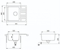 Мойка гранитная прямоугольная Adamant SMALL 570х455х180, Terra 07