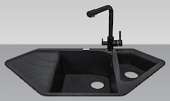 Мийка гранітна кутова Adamant SPIRIT 1000х500х225, Чорний 03