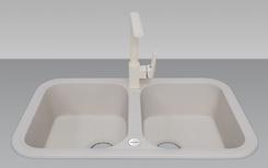 Мойка гранитная прямоугольная Adamant TWINS 770х470х190, Ivory 08