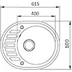 Мойка гранитная овальная Adamant OVUM 620х500х200, Сахара 02
