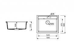 Мойка гранитная квадратная Adamant PRIZMA 590х500х200, Сахара 02
