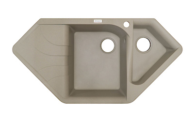 Мийка гранітна кутова Adamant SPIRIT 1000х500х225, Сахара 02