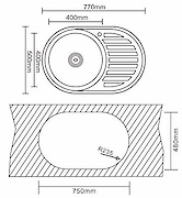 Мийка з нержавіючої сталі прямокутна INTERLINE EVA PLUS SATEEN 770х500х180, колір нержавіюча сталь