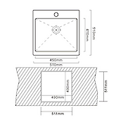Мийка з нержавіючої сталі прямокутна INTERLINE GRAND, 510х510х225, колір grafit
