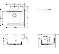 Мийка гранітна HANSGROHE S510-F450, 560х510х205, колір Concrete Grey