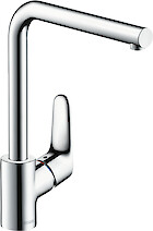 Смеситель HANSGROHE FOCUS, с поворотным L-образным изливом на 3 положения 31817000, цвет хром