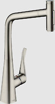 Смеситель HANSGROHE METRIS M71 с выдвижным душем 73820800, нержавеющая сталь