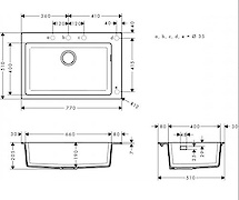 Мийка гранітна HANSGROHE S510-F660, 770x510x205, колір graphite black