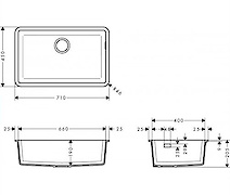 Мийка гранітна HANSGROHE S510-U660 ut, 710x450x205, колір graphite black