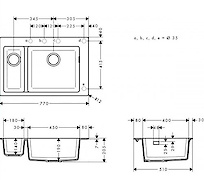 Мийка гранітна HANSGROHE S510-F635, 770x510x205, колір concrete grey
