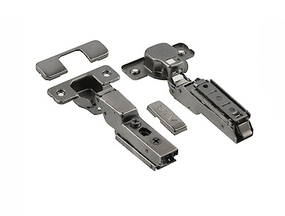 Петля GTV SOLID PRO быстросъемная полунакладная c доводчиком, с линейной монтажной планкой с эксцентриком h=0 и заглушками, черный