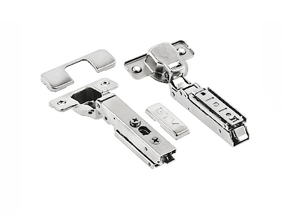 Петля GTV SOLID PRO  быстросъемная накладная c доводчиком, с линейной монтажной планкой с эксцентриком h=0 и заглушками, никель