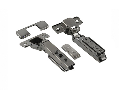 Петля GTV SOLID PRO быстросъемная накладная c доводчиком, с линейной монтажной планкой с эксцентриком h=0 и заглушками, черный