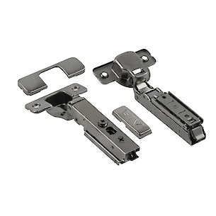 Петля GTV SOLID PRO быстросъемная накладная c доводчиком, с линейной монтажной планкой с эксцентриком h=0 и заглушками, черный