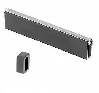 Штанга гардеробная прямоугольная 12х32 с антискользящей вставкой GTV L=3м, антрацит с 2 креплениями