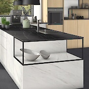 Столешница из компакт-плиты Egger 12мм F206 ST9 Камень Пьетра Гриджиа черный с черным внутренним наполнением