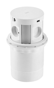 Вбудована розетка GTV COMFORT PLUS вертикальна на 4 вилки, 2USB, індукційна зарядка, біла (вбудований подовжувач)