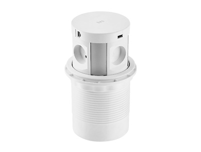 Вбудована розетка GTV COMFORT PLUS вертикальна на 4 вилки, 2USB, індукційна зарядка, біла (вбудований подовжувач)