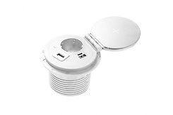 Вбудована розетка GTV Charger+ горизонтальна 1 вилка, USB А+С, індукційна зарядка, біла (подовжувач, що вбудовується)