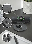 Вбудована розетка GTV Charger PLUS горизонтальна 1 вилка, USB А+С, індукційна зарядка, біла (вбудований подовжувач)