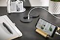 Встраиваемая розетка GTV Charger PLUS горизонтальная 1 вилка, USB А+С,  индукционная зарядка , черная (встраиваемый удлинитель)
