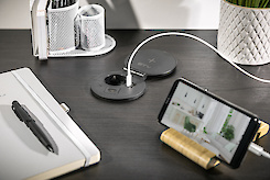 Вбудована розетка GTV Charger PLUS горизонтальна 1 вилка, USB А+С, індукційна зарядка, чорна (вбудований подовжувач)