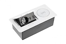 Встраиваемая розетка GTV AVARO PLUS горизонтальная 1 вилка, USB А+С, индукционная зарядка, белая (встраиваемый удлинитель)