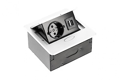 Встраиваемая розетка GTV AVARO горизонтальная 1 вилка, USB А, белая (встраиваемый удлинитель)