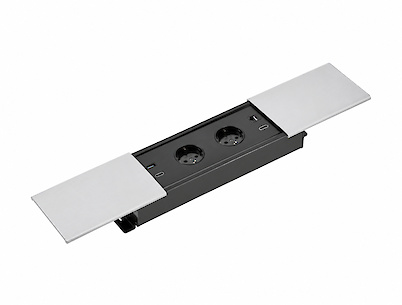 Встраиваемая розетка GTV Prestino горизонтальная 2 вилки, USB А+С,  HDMI, RJ45, алюминий (встраиваемый удлинитель)