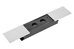 Вбудована розетка GTV Prestino горизонтальна 2 вилки, USB А+С, HDMI, RJ45, алюміній (подовжувач, що вбудовується)