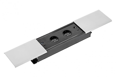 Вбудована розетка GTV Prestino горизонтальна 2 вилки, USB А+С, HDMI, RJ45, алюміній (вбудований подовжувач)