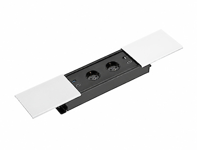 Встраиваемая розетка GTV Prestino горизонтальная 2 вилки, USB А+С,  HDMI, RJ45, белая (встраиваемый удлинитель)
