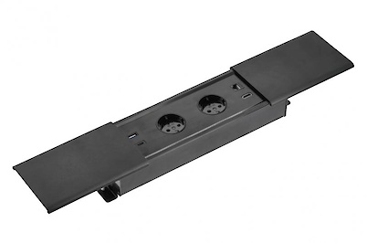 Вбудована розетка GTV Prestino горизонтальна 2 вилки, USB А+С, HDMI, RJ45, чорна (вбудований подовжувач)