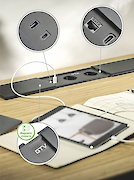 Вбудована розетка GTV Prestino горизонтальна 2 вилки, USB А+С, HDMI, RJ45, чорна (подовжувач, що вбудовується)