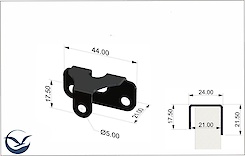 Адаптер для кріплення меблевої ручки для складних розсувних дверей ДСП і MDF товщиною до 21мм, білий