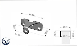 Адаптер для кріплення меблевої ручки на складні фасади з алюмінієвих фасадних профілів товщиною до 23мм, нержавіюча сталь