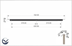 Меблева ручка-профіль торцева для шухляд в гардеробну систему в модуль 800мм, чорний