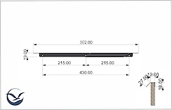 Меблева ручка для комода модуль 600мм, чорний
