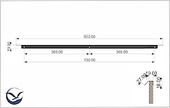 Меблева ручка для комода модуль 900мм, чорний